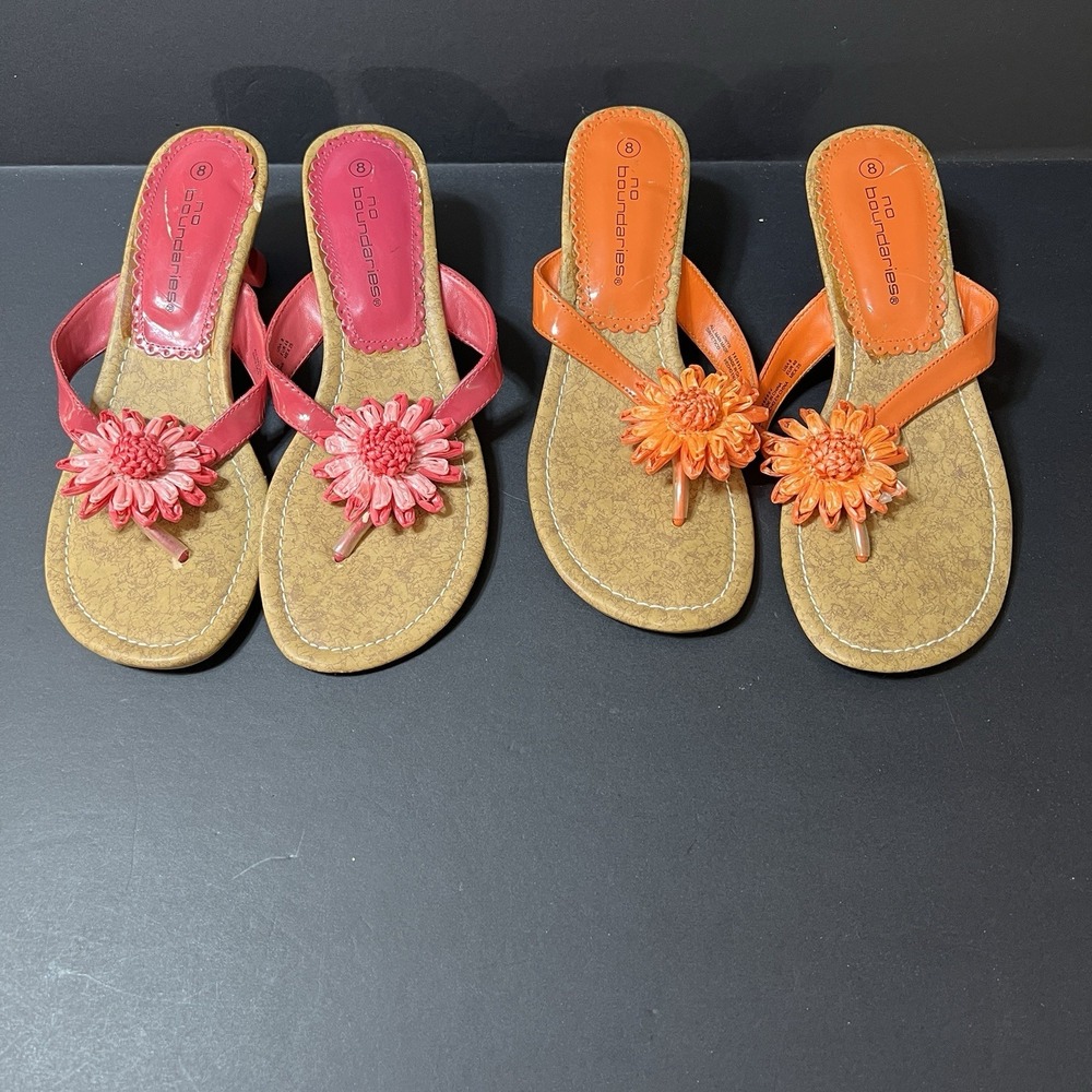 Womens Sandals Size 8 No Boundries Shoes Pink Orange Sandals Set Of 2